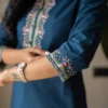 Pure Cotton Embroidered Co-ord Set for Women – Short Kurti Top with Wide-Leg Pants & Pocket (2-Piece) - Image 8