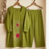 Pure Cotton Embroidered Kurti Pant Co Ord Set - Image 2