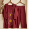 Pure Cotton Embroidered Kurti Pant Co Ord Set - Image 3