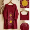 Pure Cotton Embroidered Kurti Pant Co Ord Set - Image 4