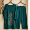 Pure Cotton Embroidered Kurti Pant Co Ord Set - Image 5