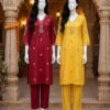 Pure Cotton Embroidered Kurti Pant Co-Ord Set with Lace Work - Image 2