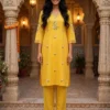 Pure Cotton Embroidered Kurti Pant Co-Ord Set with Lace Work - Image 3