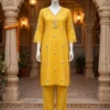 Pure Cotton Embroidered Kurti Pant Co-Ord Set with Lace Work - Image 5
