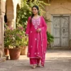 Pure Cotton Embroidered Kurti Pant Set with Dupatta – 3-Piece Straight Salwar Suit for Women | Festive & Daily Ethnic Wear