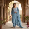 Pure Cotton Embroidered Kurti Pant Set with Dupatta – 3-Piece Straight Salwar Suit for Women | Festive & Daily Ethnic Wear - Image 2