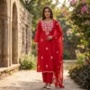 Pure Cotton Embroidered Kurti Pant Set with Dupatta – 3-Piece Straight Salwar Suit for Women | Festive & Daily Ethnic Wear - Image 3