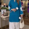 Pure Cotton Embroidered Kurti with Farshi Salwar Set for Women | 2-Piece Ethnic Suit Set - Image 4