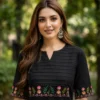 Pure Cotton Embroidered Pintuck Straight Kurti with Ankle Length Pant Set – Elegant Office & Daily Wear Co-Ord - Image 4