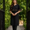 Pure Cotton Embroidered Pintuck Straight Kurti with Ankle Length Pant Set – Elegant Office & Daily Wear Co-Ord - Image 7