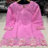 Pure Cotton Embroidered Short Kurti with Off-White Farshi Salwar Set | Cutwork Border Festive 2-Piece Suit - Image 12