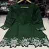 Pure Cotton Embroidered Short Kurti with Off-White Farshi Salwar Set | Cutwork Border Festive 2-Piece Suit - Image 17