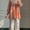 Pure Cotton Embroidered Short Peplum Kurti with Palazzo Set | Women Floral Neck Work Tunic & Flared Plazo Co-Ord Set (M to XXL) - Image 6