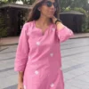 Pure Cotton Floral Aari Work Straight Kurti with Cotton Flex Palazzo Set | Elegant Daily & Office Wear 2-Piece Suit - Image 13