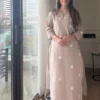 Pure Cotton Floral Aari Work Straight Kurti with Cotton Flex Palazzo Set | Elegant Daily & Office Wear 2-Piece Suit - Image 8