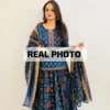 Pure Cotton Floral Printed Gopi Dress Set | Short Kurti, Flared Skirt & Dupatta 3-Piece Ethnic Set