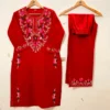 Pure Cotton Hand Aari Work Kurti with Palazzo Set | Daily & Office Wear Floral Embroidered Kurta Set - Image 3