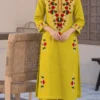 Pure Cotton Hand Aari Work Kurti with Palazzo Set | Daily & Office Wear Floral Embroidered Kurta Set - Image 5