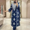 Pure Cotton Heavy Thread Embroidery Kurti Pant Set with Dupatta – Festive Straight Suit Set