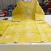 Pure Cotton Heavy Thread Embroidery Kurti Pant Set with Dupatta – Festive Straight Suit Set - Image 2