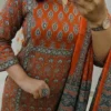 Pure Cotton Jaipuri Hand Block Print Kurti Pant Set with Cotton Dupatta | Hand Mirror Work Festive 3-Piece Suit - Image 18