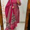 Pure Cotton Jaipuri Hand Block Print Kurti Pant Set with Cotton Dupatta | Hand Mirror Work Festive 3-Piece Suit - Image 19