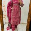 Pure Cotton Jaipuri Hand Block Print Kurti Pant Set with Cotton Dupatta | Hand Mirror Work Festive 3-Piece Suit - Image 21