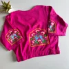 Pure Cotton Lycra Stretchable Slip-On Saree Blouse | Kalamkari Peacock & Tree of Life Print Round Neck Readymade Blouse with Elasticated Waistband - Image 5