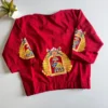 Pure Cotton Lycra Stretchable Slip-On Saree Blouse | Kalamkari Peacock & Tree of Life Print Round Neck Readymade Blouse with Elasticated Waistband - Image 6