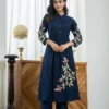 Pure Cotton Pleated Flared Kurti with Pant Set – Embroidered Floral & Sequin 2-Piece Co-ord Suit - Image 11