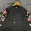 Pure Cotton Pleated Flared Kurti with Pant Set – Embroidered Floral & Sequin 2-Piece Co-ord Suit - Image 2