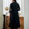 Pure Cotton Pleated Flared Kurti with Pant Set – Embroidered Floral & Sequin 2-Piece Co-ord Suit - Image 9