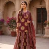 Pure Cotton Printed Gopi Style Kurti Skirt Set With Dupatta - Image 3