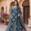 Pure Cotton Printed Gopi Style Kurti Skirt Set With Dupatta - Image 4