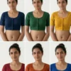 Pure Cotton Readymade Saree Blouse – Front Hook, Round Deep Back Neck Plain Blouse (Multi-Color)
