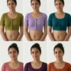 Pure Cotton Readymade Saree Blouse – Front Hook, Round Deep Back Neck Plain Blouse (Multi-Color) - Image 4