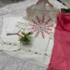 Pure Cotton Schiffli Kurti Pant Set with Mulmul Tie-Dye Dupatta | Hand Embroidered Party Wear Suit Set for Women - Image 12