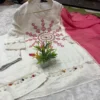 Pure Cotton Schiffli Kurti Pant Set with Mulmul Tie-Dye Dupatta | Hand Embroidered Party Wear Suit Set for Women - Image 2
