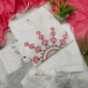 Pure Cotton Schiffli Kurti Pant Set with Mulmul Tie-Dye Dupatta | Hand Embroidered Party Wear Suit Set for Women - Image 4
