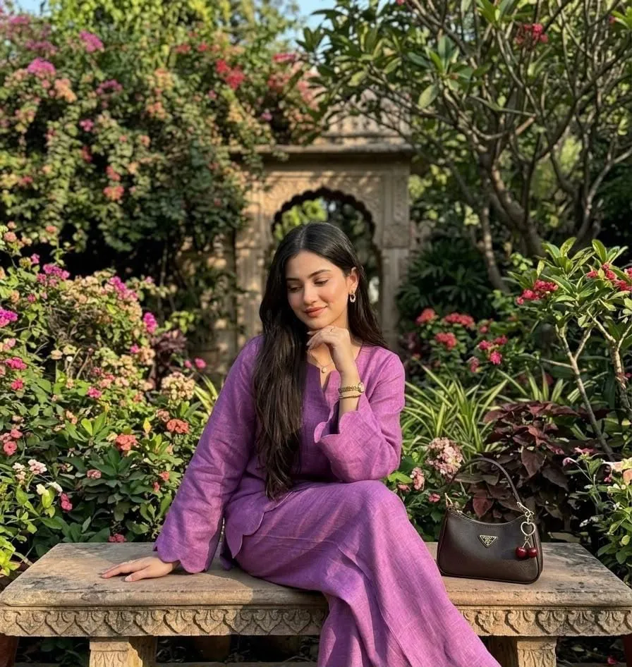 Pure Cotton Slub Co-Ord Set for Women | Scallop Cutwork Tunic Top with Flared Palazzo Pants 2-Piece Set - Image 12