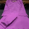 Pure Cotton Slub Co-Ord Set for Women | Scallop Cutwork Tunic Top with Flared Palazzo Pants 2-Piece Set - Image 14