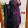 Pure Cotton Straight Kurta Pant Set with Printed Dupatta | Kantha Stitch & Patchwork Yoke Daily Wear 3-Piece Suit (M–3XL) - Image 11