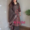 Pure Cotton Straight Kurta Pant Set with Printed Dupatta | Kantha Stitch & Patchwork Yoke Daily Wear 3-Piece Suit (M–3XL) - Image 12