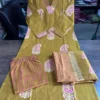 Pure Cotton Straight Kurta Pant Set with Printed Dupatta | Kantha Stitch & Patchwork Yoke Daily Wear 3-Piece Suit (M–3XL) - Image 2