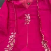 Pure Hand Work A-Line Anarkali Kurti 3-Piece Set with Scallop Border Dupatta | Festive Cotton Lined Pant & Suit Set - Image 5