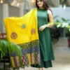 Pure Handloom Cotton A-Line Halter Neck Kurti Palazzo Set with Mulmul Dupatta | Sleeveless 3-Piece Ethnic Suit with Pockets