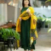 Pure Handloom Cotton A-Line Halter Neck Kurti Palazzo Set with Mulmul Dupatta | Sleeveless 3-Piece Ethnic Suit with Pockets - Image 3