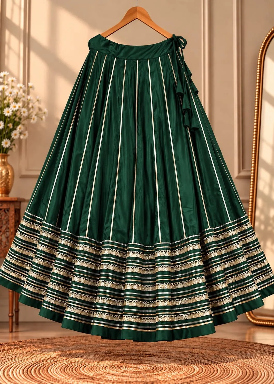 Pure Heavy 52 Pick Rayon Cotton Chaniya Choli with 6 Meter Flare & Gota Patti Lace Border - Image 2