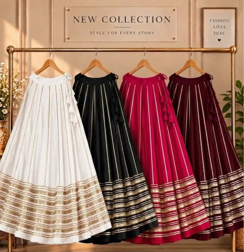 Pure Heavy 52 Pick Rayon Cotton Chaniya Choli with 6 Meter Flare & Gota Patti Lace Border - Image 3