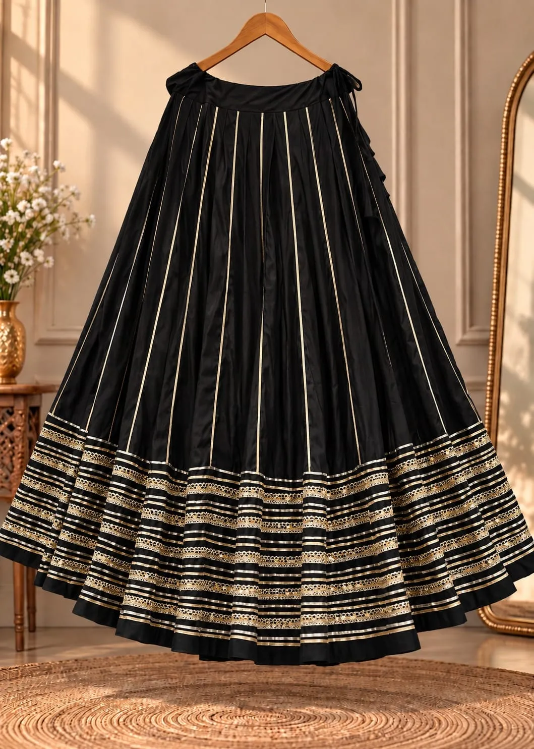 Pure Heavy 52 Pick Rayon Cotton Chaniya Choli with 6 Meter Flare & Gota Patti Lace Border - Image 4